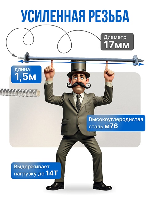 Винт стяжной для опалубки Промышленник холоднокатаный 1,5 м упаковка 10 шт. фото 3