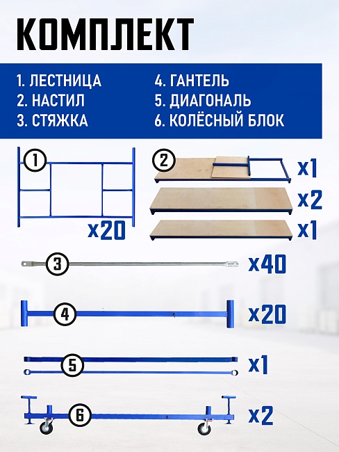 Вышка-тура Промышленник ВСП ПРОМ 2.0х2.0, 12.4 м фото 4