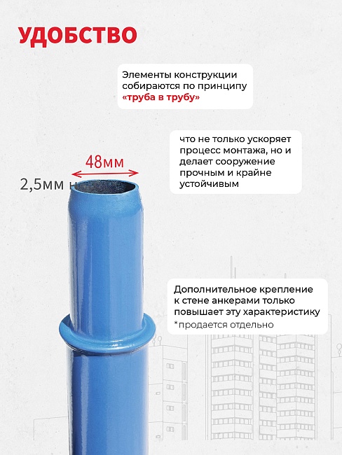 Леса строительные рамные Промышленник ЛРСП 100 секция с лестницей фото 3