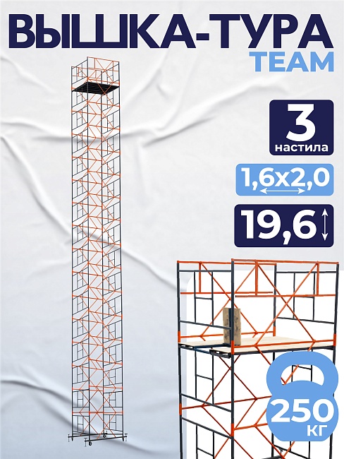 Вышка-тура TeaM ВСП 1.6х2.0, 19.6 м фото 1