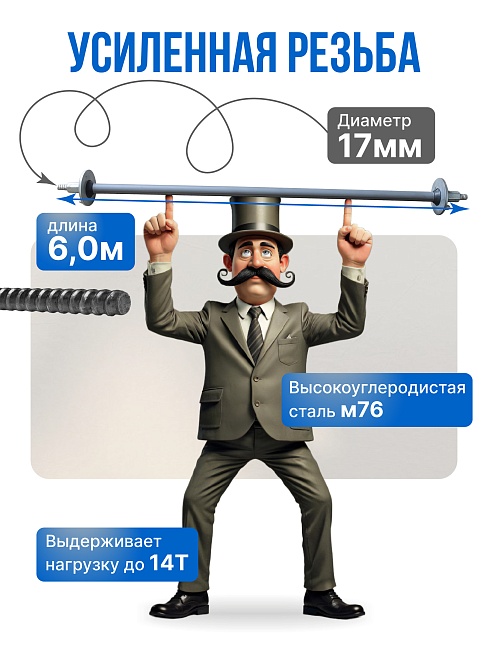 Винт стяжной для опалубки Промышленник холоднокатаный 6,0 м фото 3