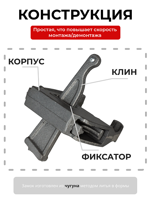 Замок для опалубки Промышленник клиновой упаковка 10 шт. фото 2