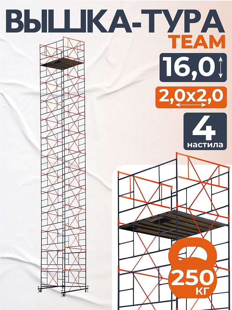 Вышка-тура TeaM ВСП 2.0х2.0, 16.0 м фото 1